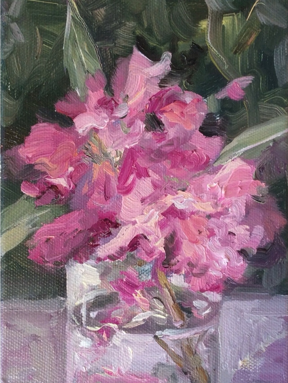 Pink Oleanders Oil Painting  - Botanical Home Art